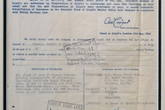 62.LLOYDS CERTIFICATE OF INSURANCE 1955 62.LLOYDS CERTIFICATE OF INSURANCE 1955