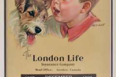 114.THE LONDON LIFE INSURANCE COMPANY 1937 CARDBOARD CALENDAR